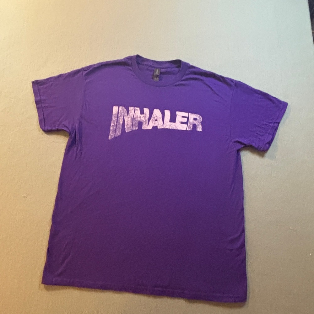 Inhaler Band Graphic T-Shirt Mens L Purple Gildan Heavy Cotton UK Indie Ireland